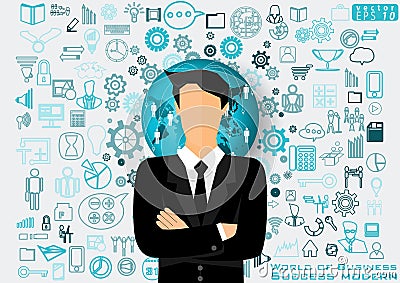 Businessman Brainstorming modern design Idea and Concept Vector illustration with icon,people. Vector Illustration